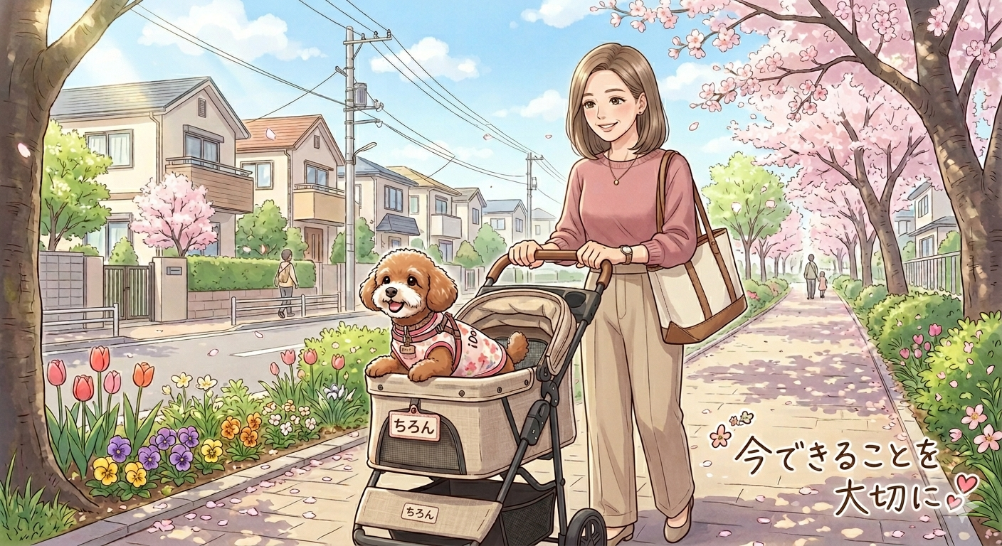 🌸 16歳の老犬が散歩できなくなった日——ベビーカー散歩という新しい幸せ